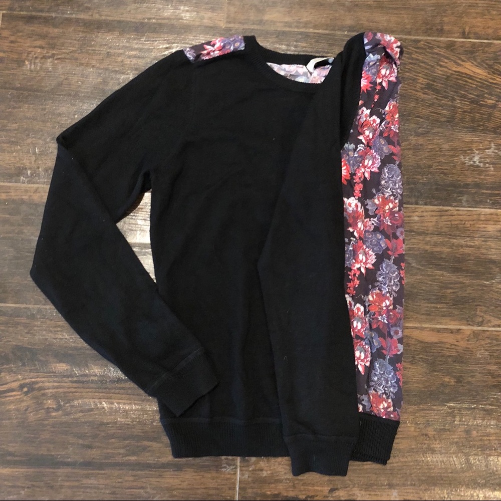 Trucco Black Sweater with Floral Print Back
